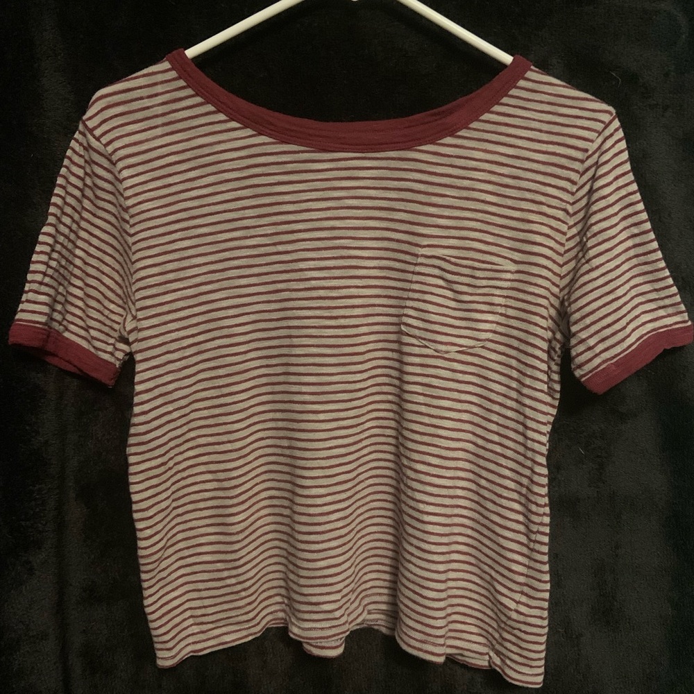 Red and Gray Stripped Tee